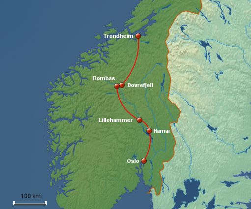 trondheim oslo karte